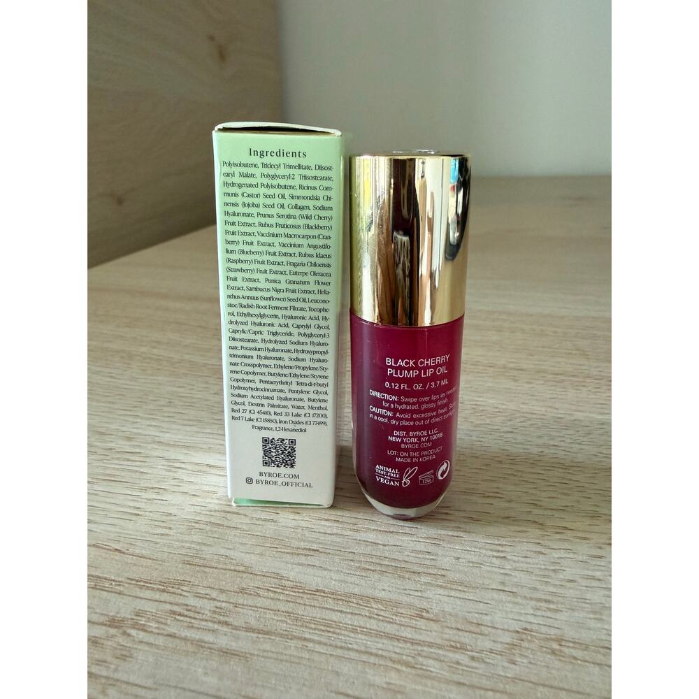 $26 New BYROE Black Cherry Plump Lip Oil 3.7mL Beauty Hydrating Gloss - Picture 6 of 7